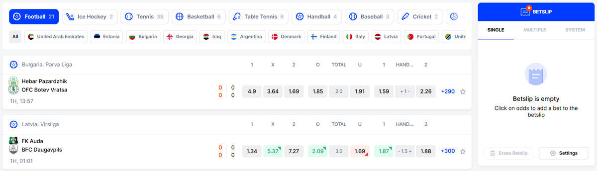 Live betting following the match